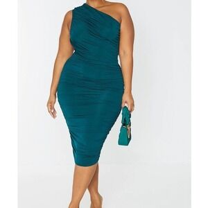 PrettyLittleThing | Dresses | Sage Green Polka Dot Draped Underwiredetail  Midi Dress From Pretty Little Thing | Poshmark